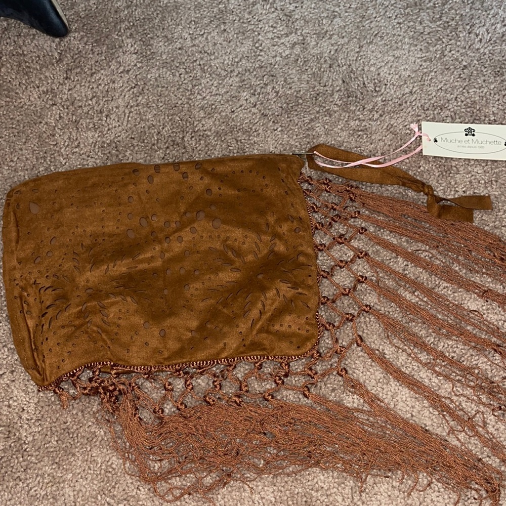 New with tags! Boho clutch/bag with fringe.